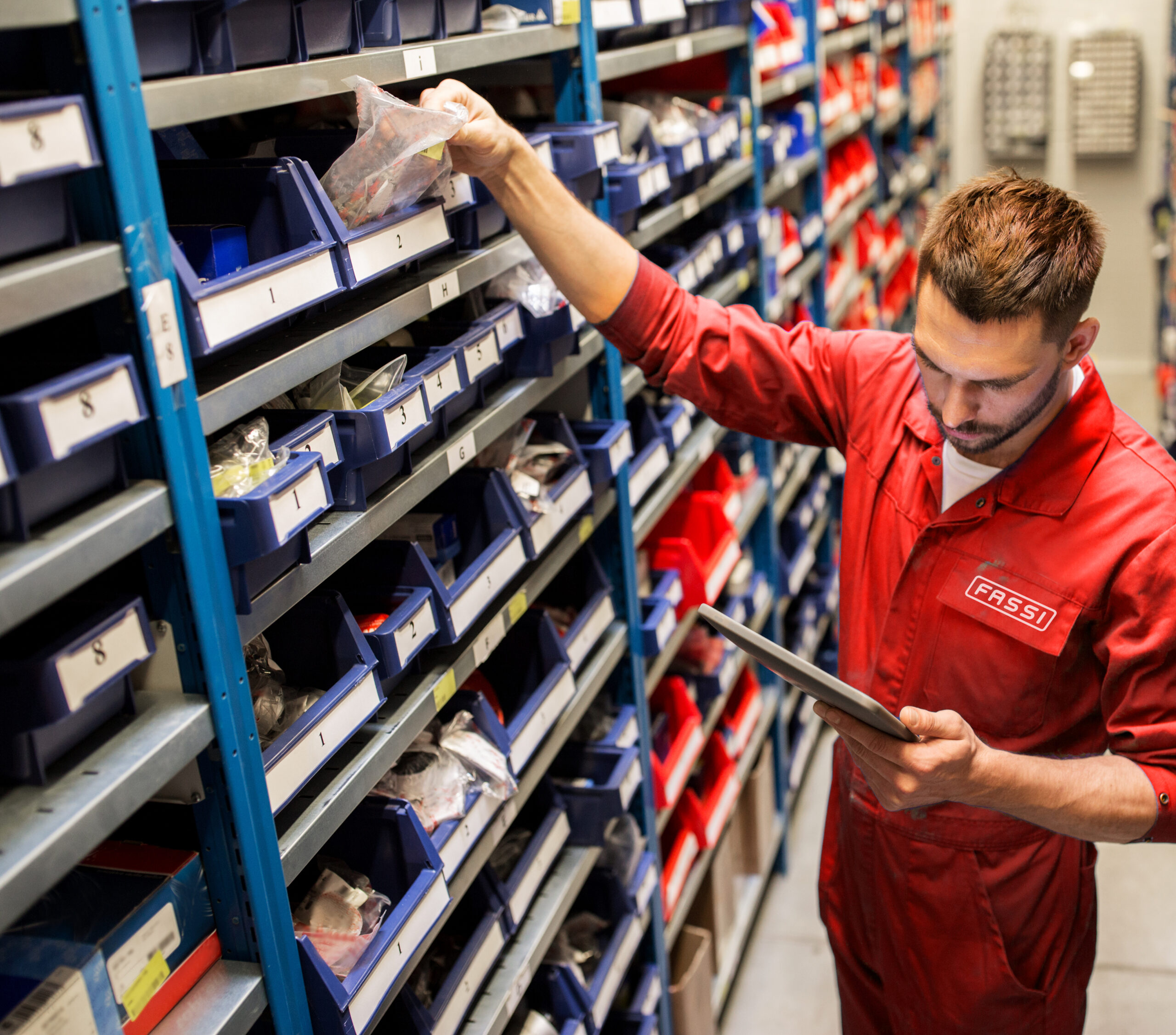 auto mechanic or smith with tablet pc at workshop